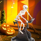 1pc Funny Animatronic Skeleton - Animated Skeleton Riding Bike, 3D Printed Resin Halloween Decor, No Electricity Needed, Spooky Home & Office Decoration, Halloween Decorations, Halloween Decorations, Spooky Decor, Detailed Craftsmanship