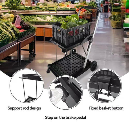 (🎁Today only💥70% OFF)Multifunctional foldable shopping cart ( +2 baskets )