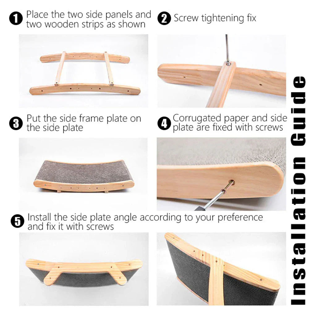 Adjustable Wooden Cat Scratcher Bed