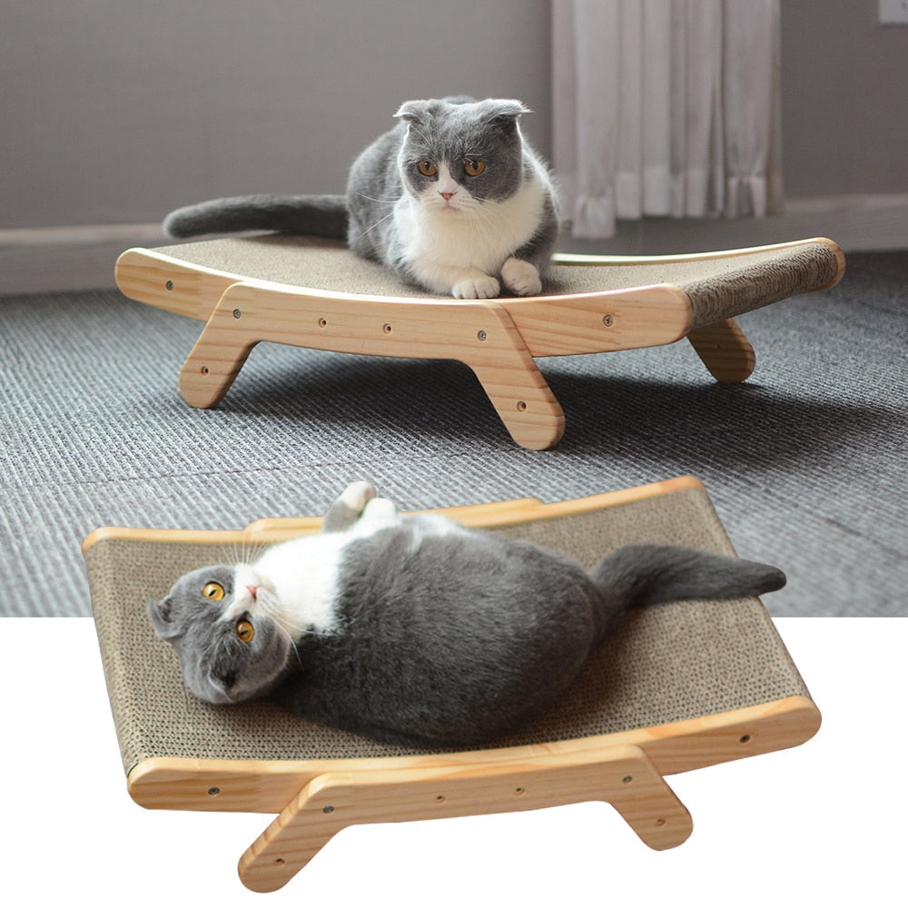 Adjustable Wooden Cat Scratcher Bed