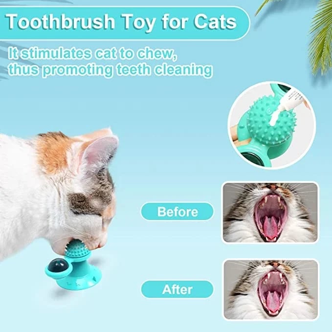 Interactive Cat Windmill Toy – LED & Catnip Ball Spinner for Indoor Exercise & Chewing
