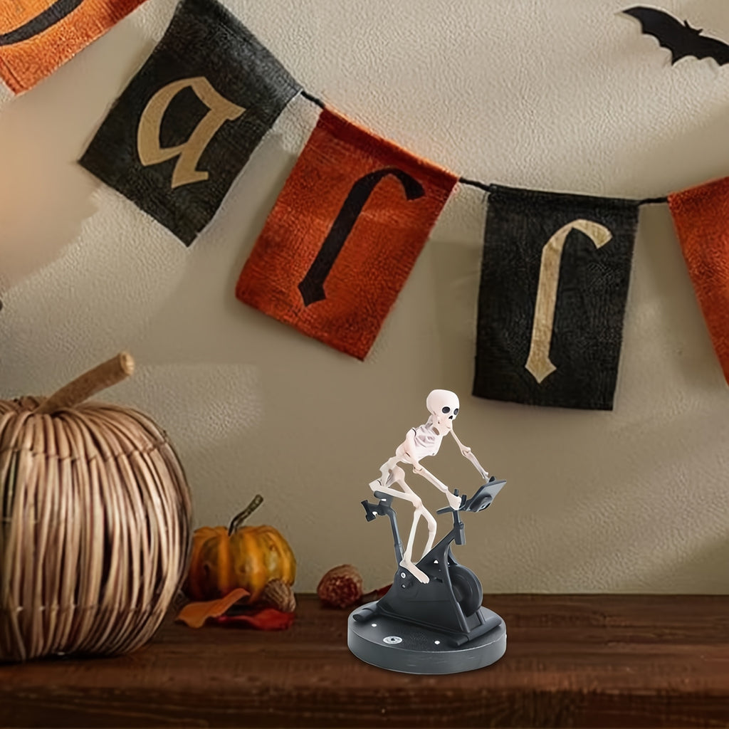 1pc Funny Animatronic Skeleton - Animated Skeleton Riding Bike, 3D Printed Resin Halloween Decor, No Electricity Needed, Spooky Home & Office Decoration, Halloween Decorations, Halloween Decorations, Spooky Decor, Detailed Craftsmanship